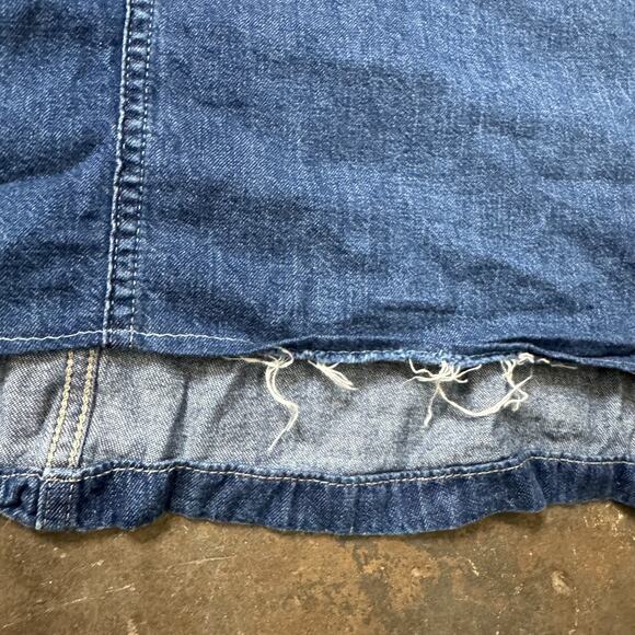 Vintage Lee Denim Overall Jumper Dress Womens Workwear 2X Raw Hem 100% Cotton - Picture 4 of 10